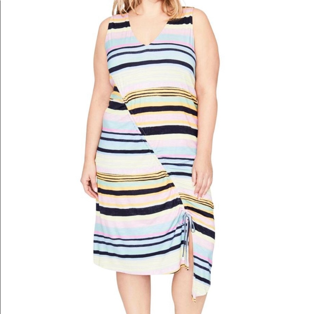 RACHEL ROY  STRIPED ASYMMETRIC DRESS 3X